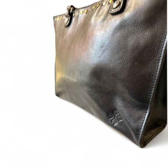 Patricia Nash Zancona Black Leather Tote | Studded Work Bag Shoulder Tote - Picture 8 of 11